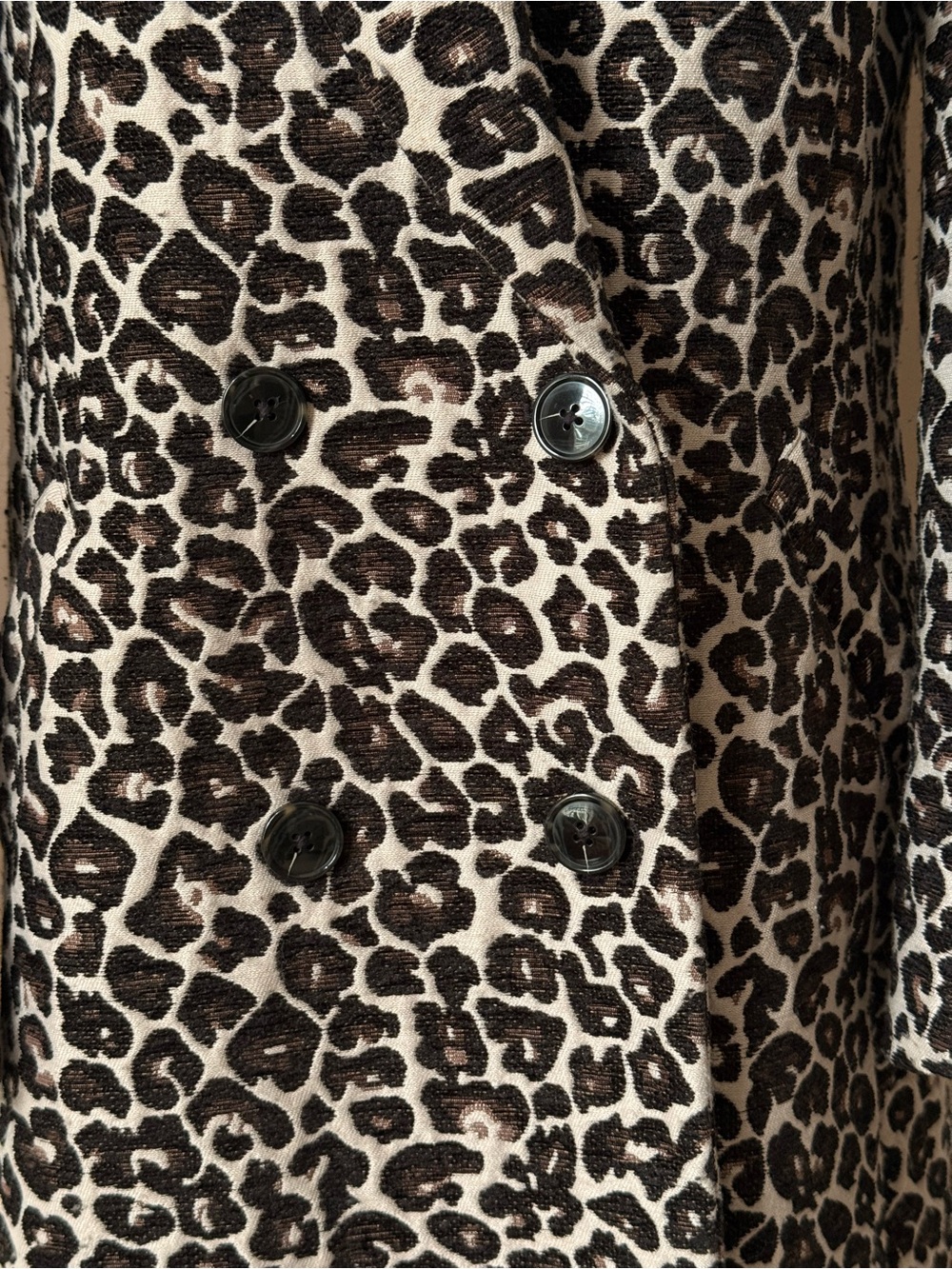 Anthropologie Gianna Leopard-Print Trench Coat - Black, Cream and Brown Size 10 - Picture 4 of 8